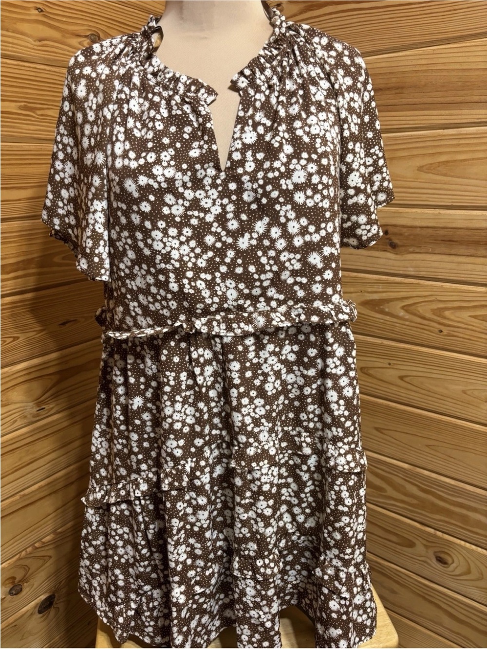 TALULAH Brown & White Floral Dress